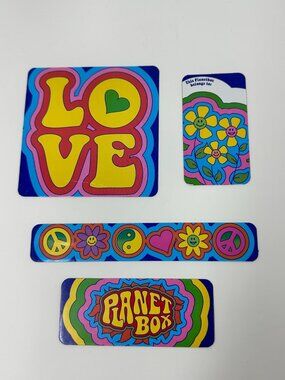 Pre-owned Planet Box Rover Lunch Box Magnet Set, Love Peace Flower Power Boho